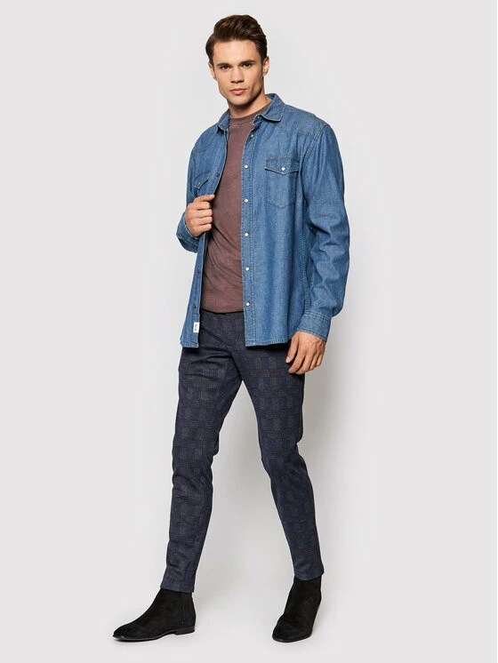 Προϋπολογισμός 🌟 Only & Sons Άνδρες Casual Πουκάμισα Τζιν πουκάμισο Silas 22021242 Μπλε Slim Fit 🛒 - Image 2