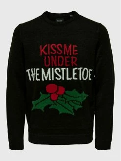 Τοπ 10 👍 Only & Sons Άνδρες Πουλόβερ Xmas 22023350 Μαύρο Regular Fit 😍