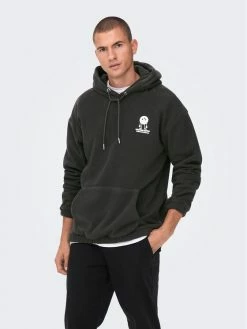 Εξοδος 😉 Only & Sons Άνδρες Μπλούζες Fleece Fleece Spencer 22024193 Γκρι Relaxed Fit 🔥