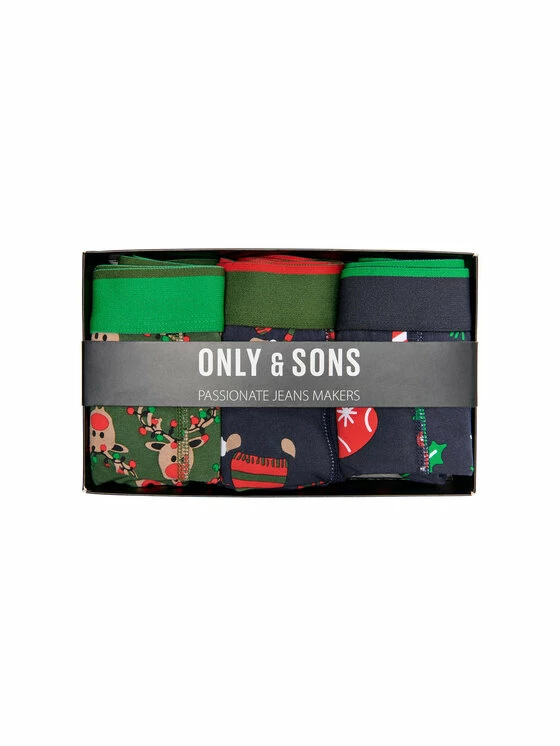 Συμφωνίες 🧨 Only & Sons Άνδρες Μπόξερ Σετ μποξεράκια 3 τμχ X-Mass 22024040 Έγχρωμο 🌟