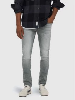 Εξοδος 💯 Only & Sons Άνδρες Τζιν Loom 22023227 Γκρι Slim Fit 🔔