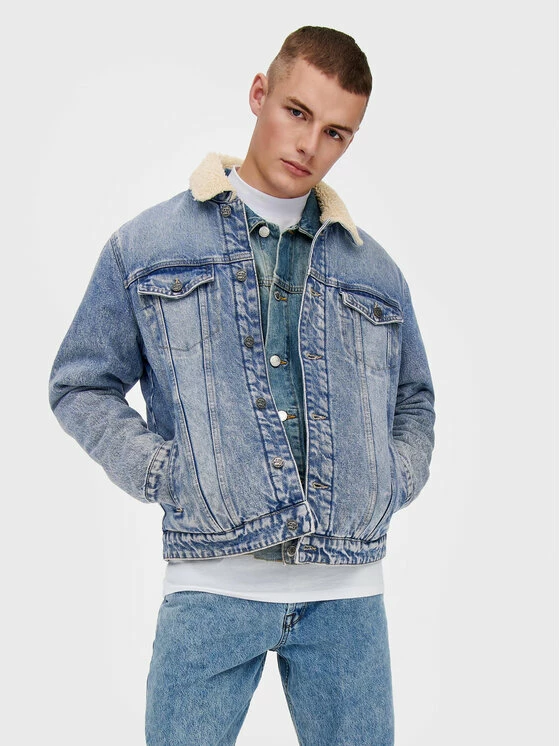 Εξοδος ❤️ Only & Sons Άνδρες Τζιν Μπουφάν Τζιν μπουφάν Louis 22022971 Μπλε Regular Fit ✔️ - Image 6