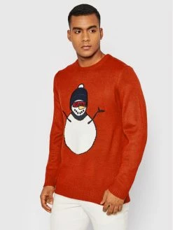 Ολοκαίνουργιο 🎁 Only & Sons Άνδρες Πουλόβερ Xmas 22017943 Κόκκινο Regular Fit ⭐