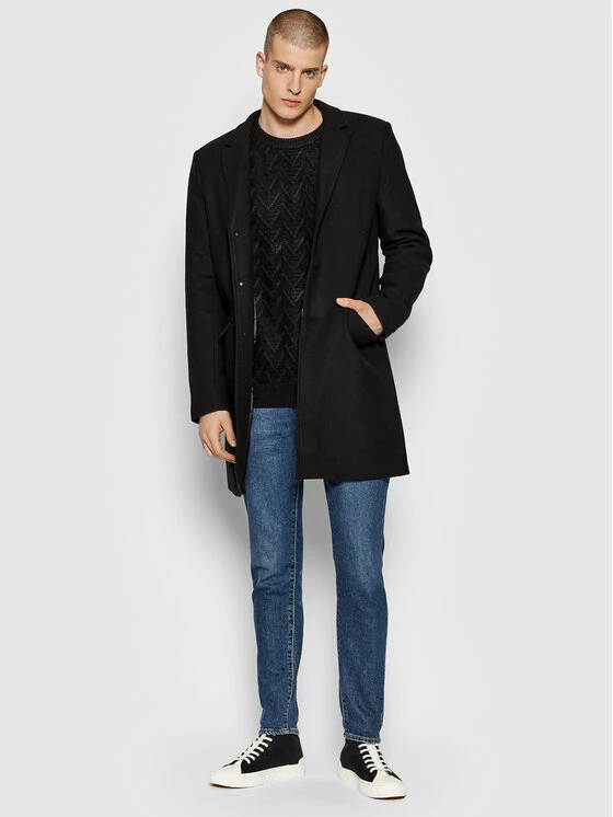 Νέος 💯 Only & Sons Άνδρες Μεταβατικά Παλτά Μάλλινο παλτό Julian 22010254 Μαύρο Regular Fit 👍 - Image 2