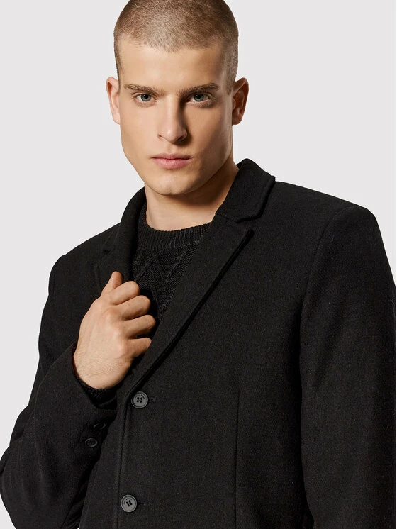 Νέος 💯 Only & Sons Άνδρες Μεταβατικά Παλτά Μάλλινο παλτό Julian 22010254 Μαύρο Regular Fit 👍 - Image 4