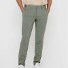 Εκπτωση ✔️ Only & Sons Άνδρες Παντελόνια Chinos Παντελόνι Chino Mark 22015833 Πράσινο Regular Fit 🥰