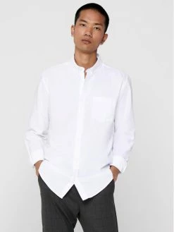 Προώθηση 🎁 Only & Sons Άνδρες Casual Πουκάμισα Πουκάμισο Alvaro 22006479 Λευκό Slim Fit 🔥