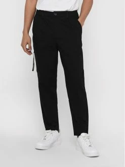 Πολύ καλή προσφορά 🧨 Only & Sons Άνδρες Υφασμάτινα Παντελόνια Παντελόνι υφασμάτινο Dew 22018645 Μαύρο Tapered Fit 🎉