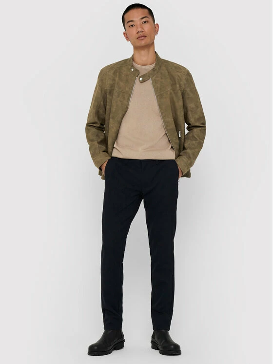 Συμφωνίες ⌛ Only & Sons Άνδρες Δερμάτινα Μπουφάν Μπουφάν από απομίμηση δέρματος Jasper 22016572 Καφέ Regular Fit 🔥 - Image 2