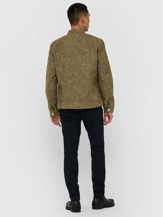 Συμφωνίες ⌛ Only & Sons Άνδρες Δερμάτινα Μπουφάν Μπουφάν από απομίμηση δέρματος Jasper 22016572 Καφέ Regular Fit 🔥 - Image 3