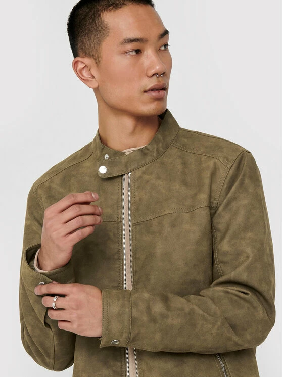 Συμφωνίες ⌛ Only & Sons Άνδρες Δερμάτινα Μπουφάν Μπουφάν από απομίμηση δέρματος Jasper 22016572 Καφέ Regular Fit 🔥 - Image 5