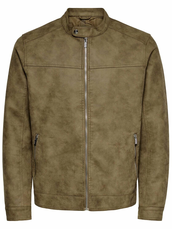 Συμφωνίες ⌛ Only & Sons Άνδρες Δερμάτινα Μπουφάν Μπουφάν από απομίμηση δέρματος Jasper 22016572 Καφέ Regular Fit 🔥 - Image 6