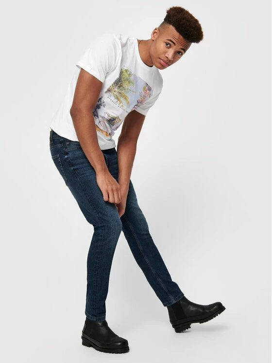 Το φθηνότερο 🔔 Only & Sons Άνδρες Τζιν Warp 22015148 Σκούρο μπλε Skinny Fit 🔔 - Image 4