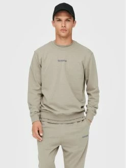 Κουπόνι 🔥 Only & Sons Άνδρες Μπλούζες Χωρίς Φερμουάρ Μπλούζα Elon 22023840 Μπεζ Regular Fit 🔥