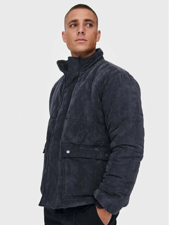 Το φθηνότερο 🧨 Only & Sons Άνδρες Χειμωνιάτικα Μπουφάν Μπουφάν χειμωνιάτικο Cash 22022505 Γκρι Regular Fit 🎁 - Image 4