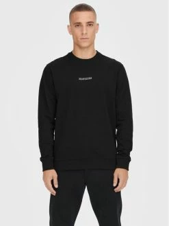 Προώθηση ⌛ Only & Sons Άνδρες Μπλούζες Χωρίς Φερμουάρ Μπλούζα Elon 22023840 Μαύρο Regular Fit ⌛