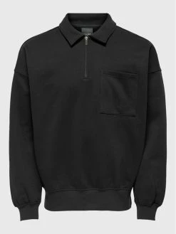 Αγορά ❤️ Only & Sons Άνδρες Μπλούζες Χωρίς Φερμουάρ Μπλούζα Logan 22023633 Μαύρο Relaxed Fit 🎉