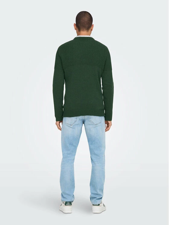 Νέος 👏 Only & Sons Άνδρες Πουλόβερ Al 22024031 Πράσινο Regular Fit 🛒 - Image 3