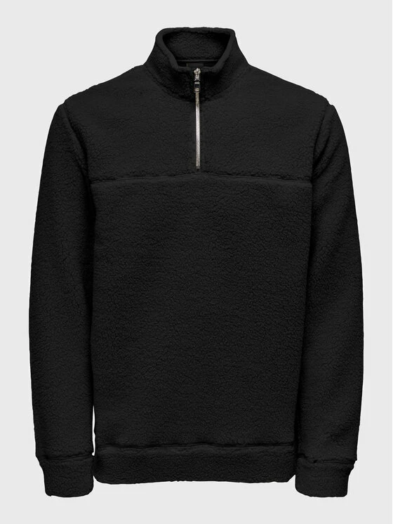 Ολοκαίνουργιο 😉 Only & Sons Άνδρες Μπλούζες Χωρίς Φερμουάρ Μπλούζα Remy 22023645 Μαύρο Regular Fit 🔔