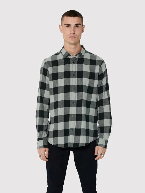 Εξοδος ❤️ Only & Sons Άνδρες Casual Πουκάμισα Πουκάμισο Gudmund 22007112 Γκρι Slim Fit 🔔