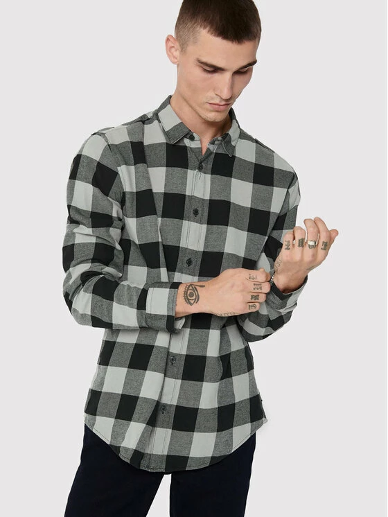 Εξοδος ❤️ Only & Sons Άνδρες Casual Πουκάμισα Πουκάμισο Gudmund 22007112 Γκρι Slim Fit 🔔 - Image 4