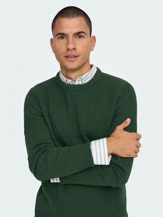 Νέος 👏 Only & Sons Άνδρες Πουλόβερ Al 22024031 Πράσινο Regular Fit 🛒 - Image 4