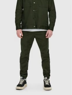 Προώθηση ⌛ Only & Sons Άνδρες Παντελόνια Joggers Jogger Linus 22018661 Πράσινο Tapered Fit 😉