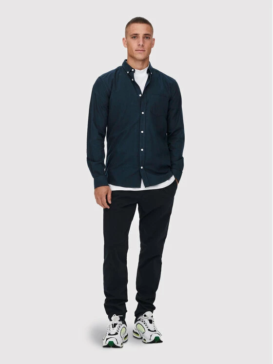 Εκπτωση 💯 Only & Sons Άνδρες Casual Πουκάμισα Πουκάμισο Alvaro 22006479 Σκούρο μπλε Slim Fit 🎉 - Image 2