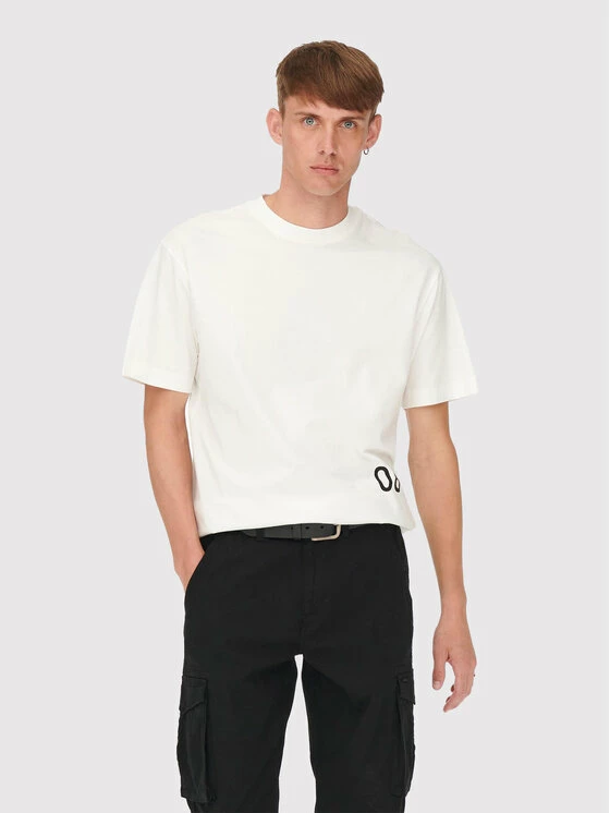 Ολοκαίνουργιο 🎁 Only & Sons Άνδρες T-shirts T-Shirt Gus 22022669 Λευκό Relaxed Fit 👍