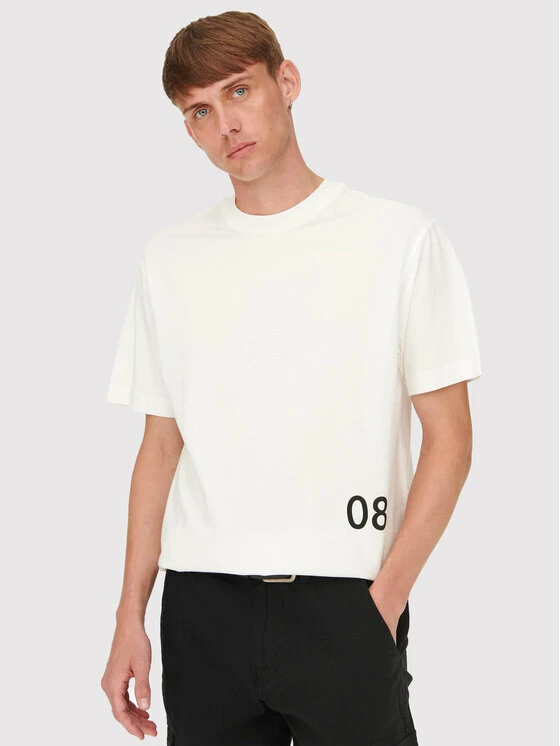 Ολοκαίνουργιο 🎁 Only & Sons Άνδρες T-shirts T-Shirt Gus 22022669 Λευκό Relaxed Fit 👍 - Image 4