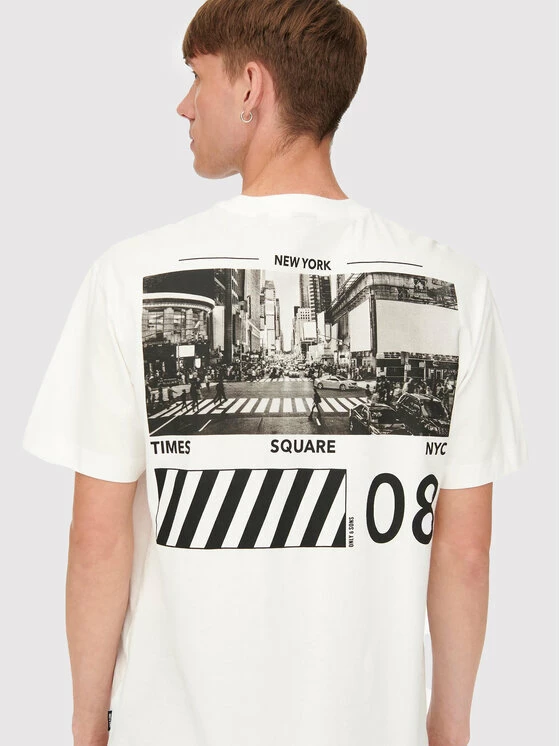 Ολοκαίνουργιο 🎁 Only & Sons Άνδρες T-shirts T-Shirt Gus 22022669 Λευκό Relaxed Fit 👍 - Image 5
