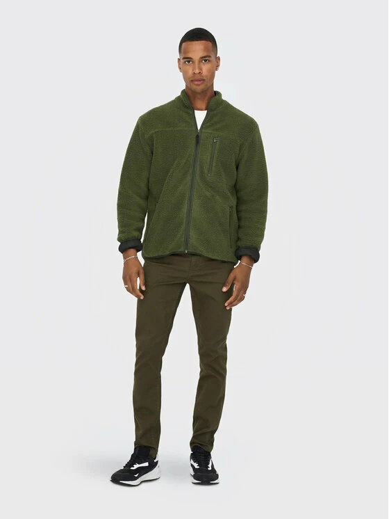 Τοπ 10 😍 Only & Sons Άνδρες Μπλούζες Με Φερμουάρ Μπλούζα Houston 22022099 Πράσινο Regular Fit 🔔 - Image 2