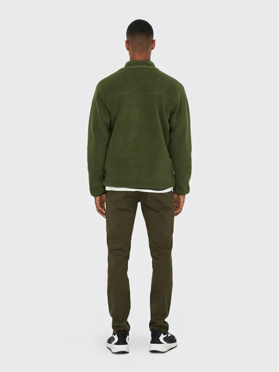 Τοπ 10 😍 Only & Sons Άνδρες Μπλούζες Με Φερμουάρ Μπλούζα Houston 22022099 Πράσινο Regular Fit 🔔 - Image 3