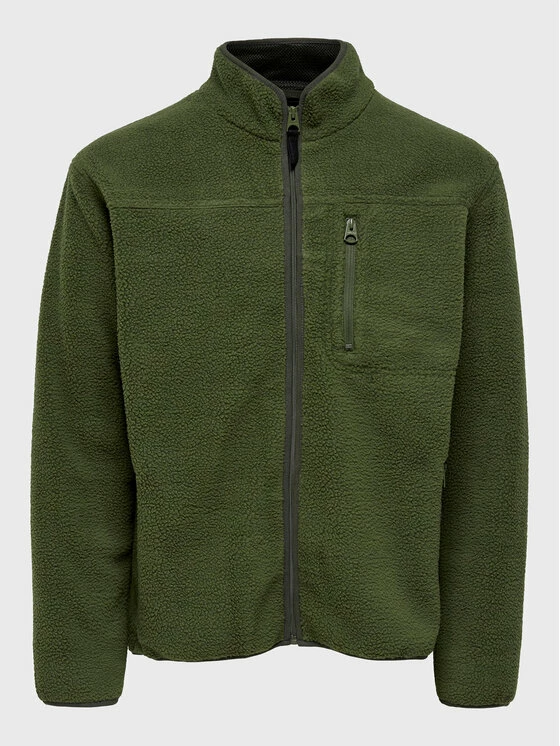 Τοπ 10 😍 Only & Sons Άνδρες Μπλούζες Με Φερμουάρ Μπλούζα Houston 22022099 Πράσινο Regular Fit 🔔 - Image 6