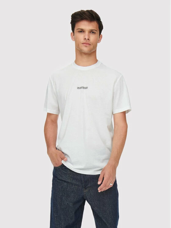 Εξοδος ❤️ Only & Sons Άνδρες T-shirts T-Shirt Musk 22023843 Λευκό Regular Fit 🔥