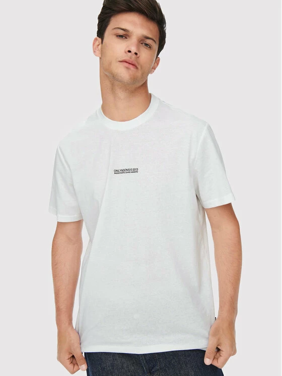 Εξοδος ❤️ Only & Sons Άνδρες T-shirts T-Shirt Musk 22023843 Λευκό Regular Fit 🔥 - Image 4